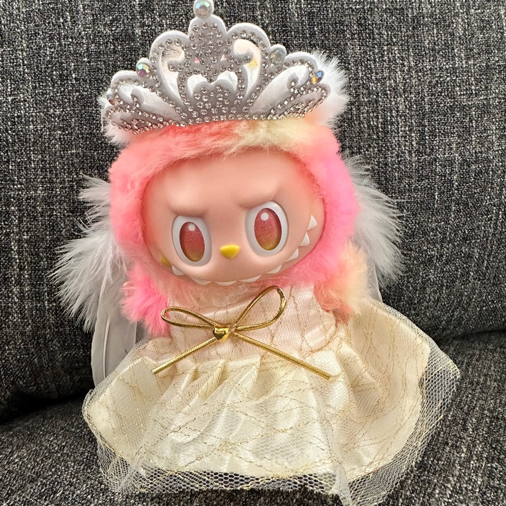 Authentic Big Into Energy Labubu with dress, tiara, wings